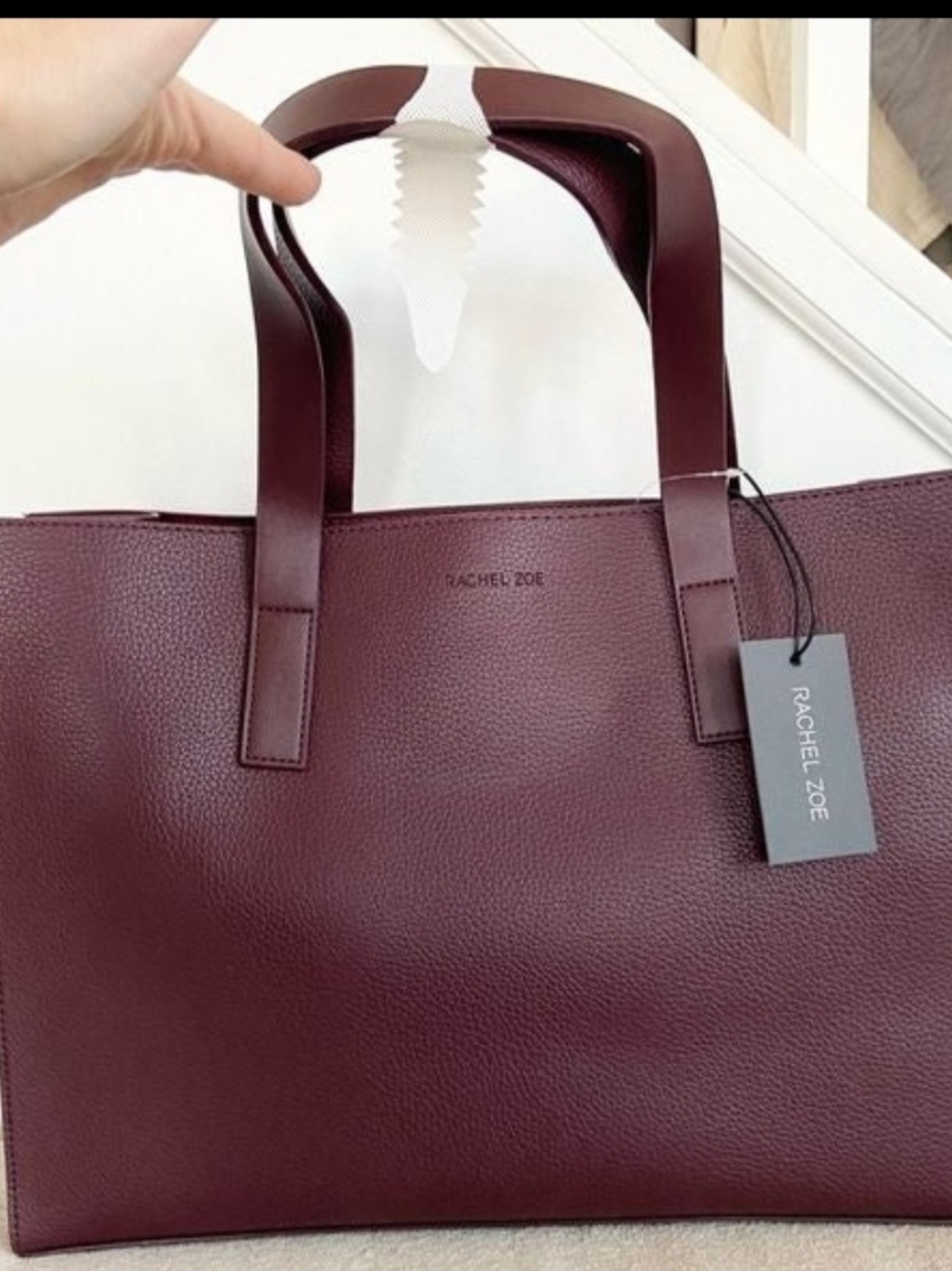 Rachel Zoe NWT Wine Arialith Bordo Vegan Faux Leather Tote Shoulder Bag - Picture 5 of 8